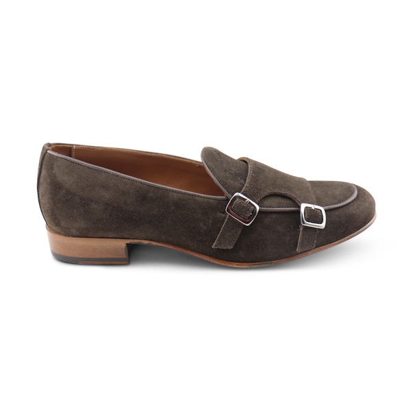 Slippers Buckle dark brown suede