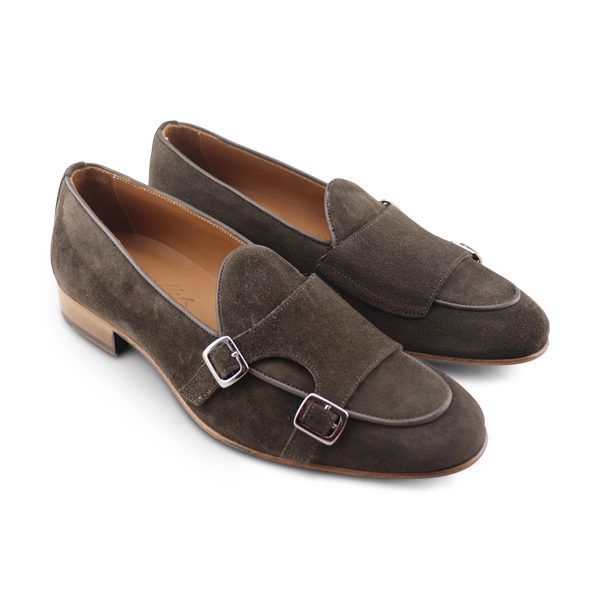 Slippers Buckle dark brown suede