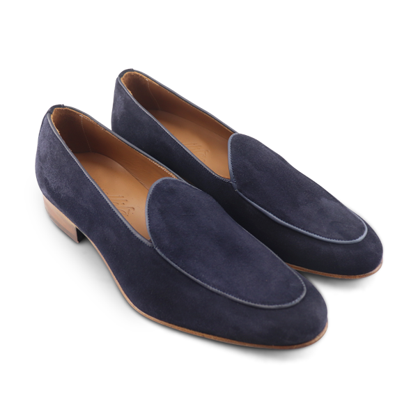 Blue suede slippers