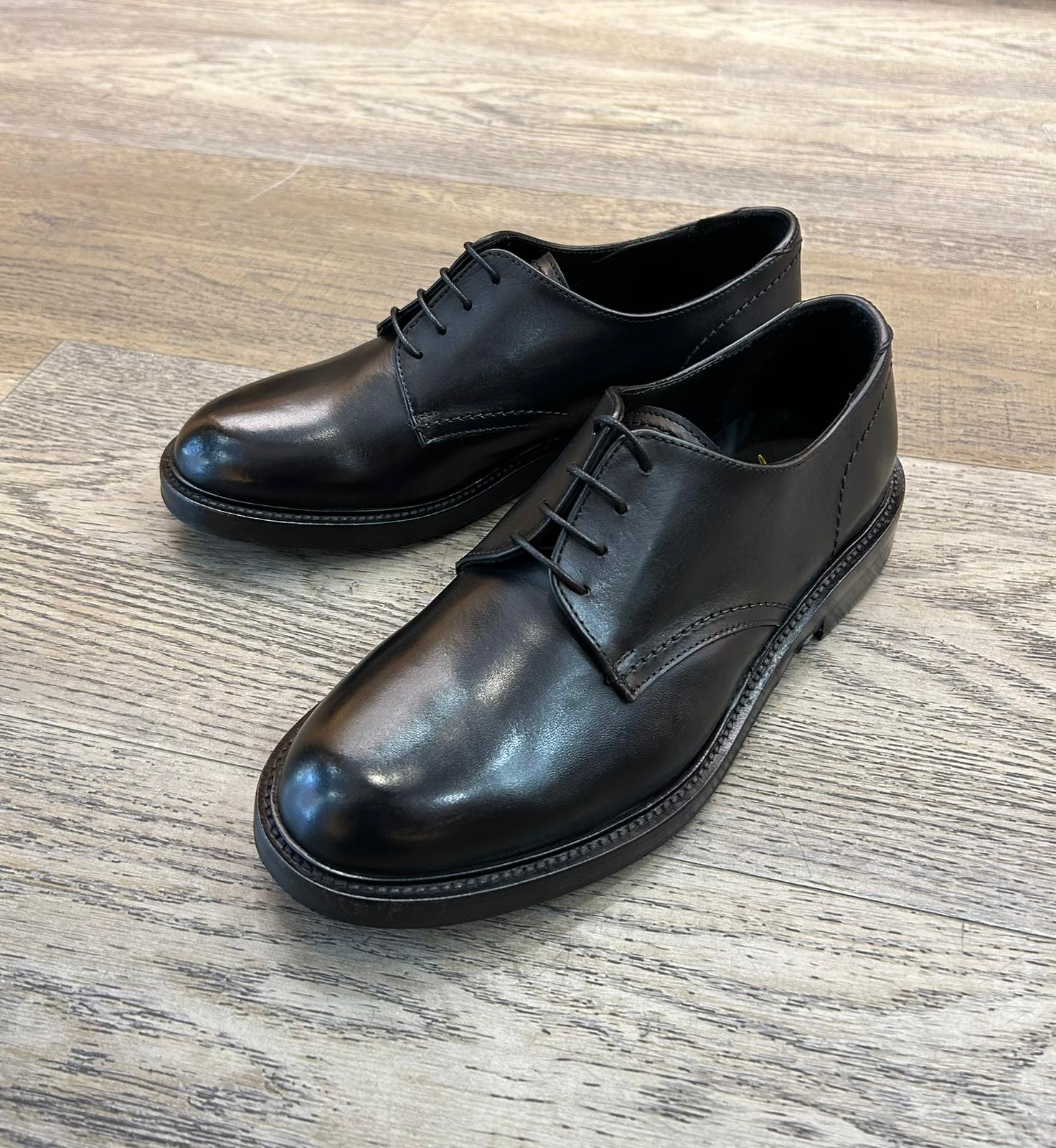 Black leather derby