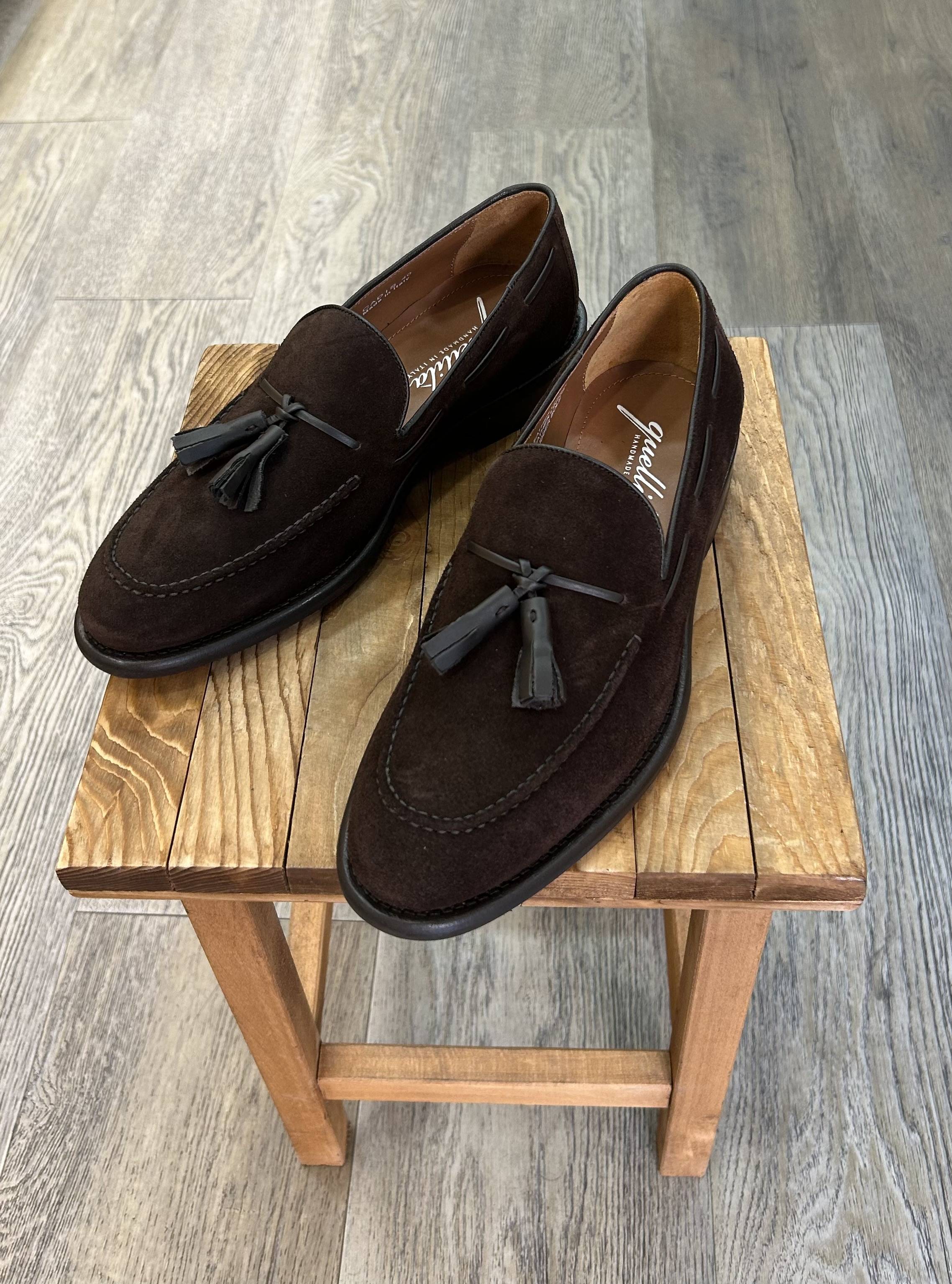 Tassel dark brown suede