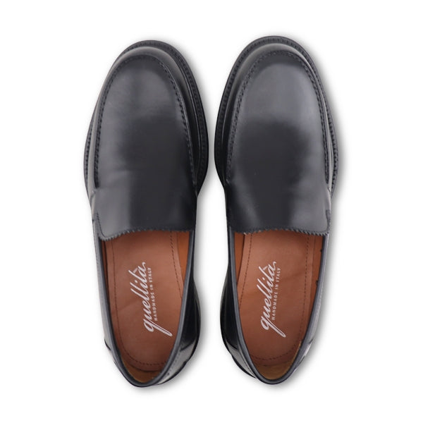 Black leather loafers