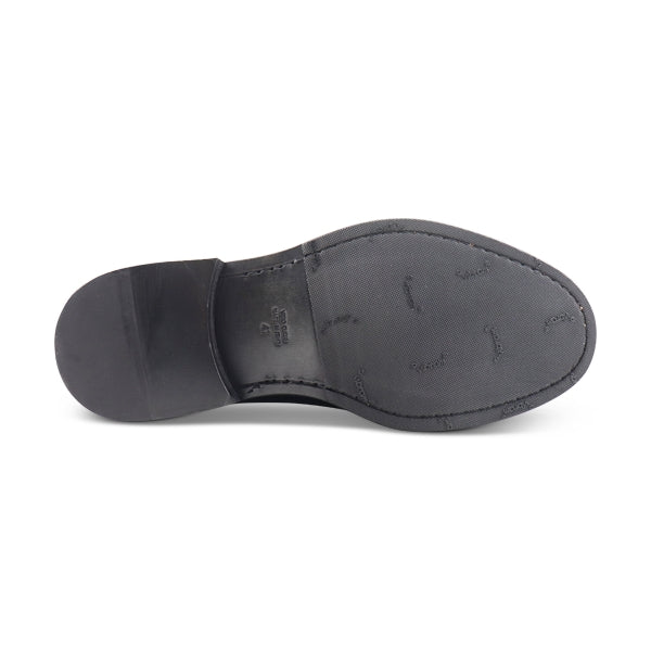 Black leather loafers