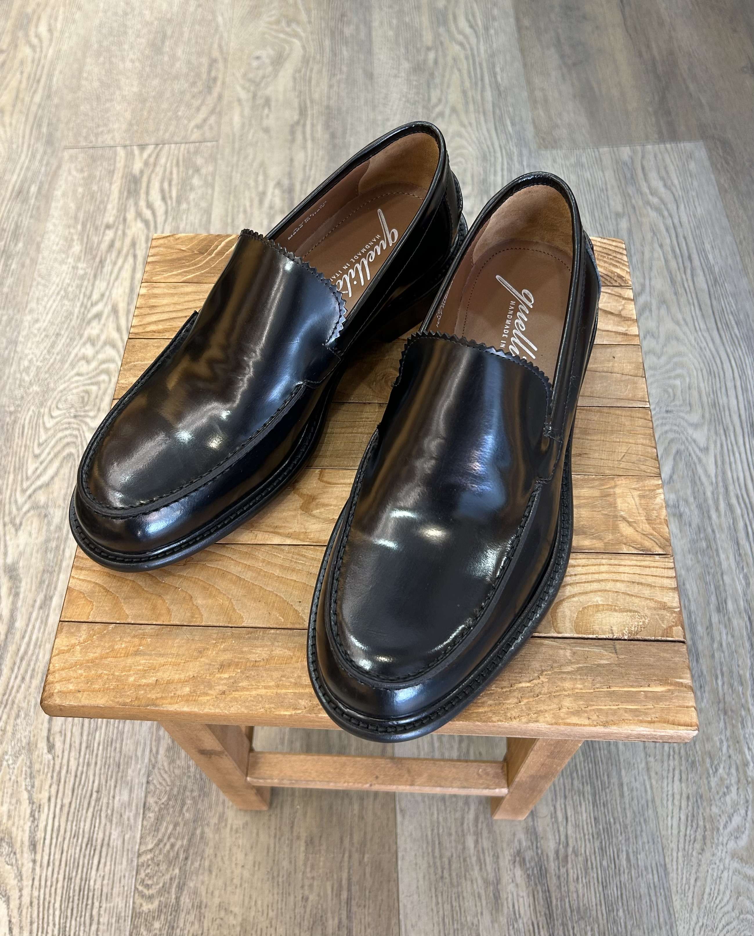 Black brushed leather loafers