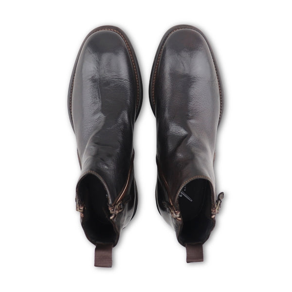 Buffalo leather zip ankle boot