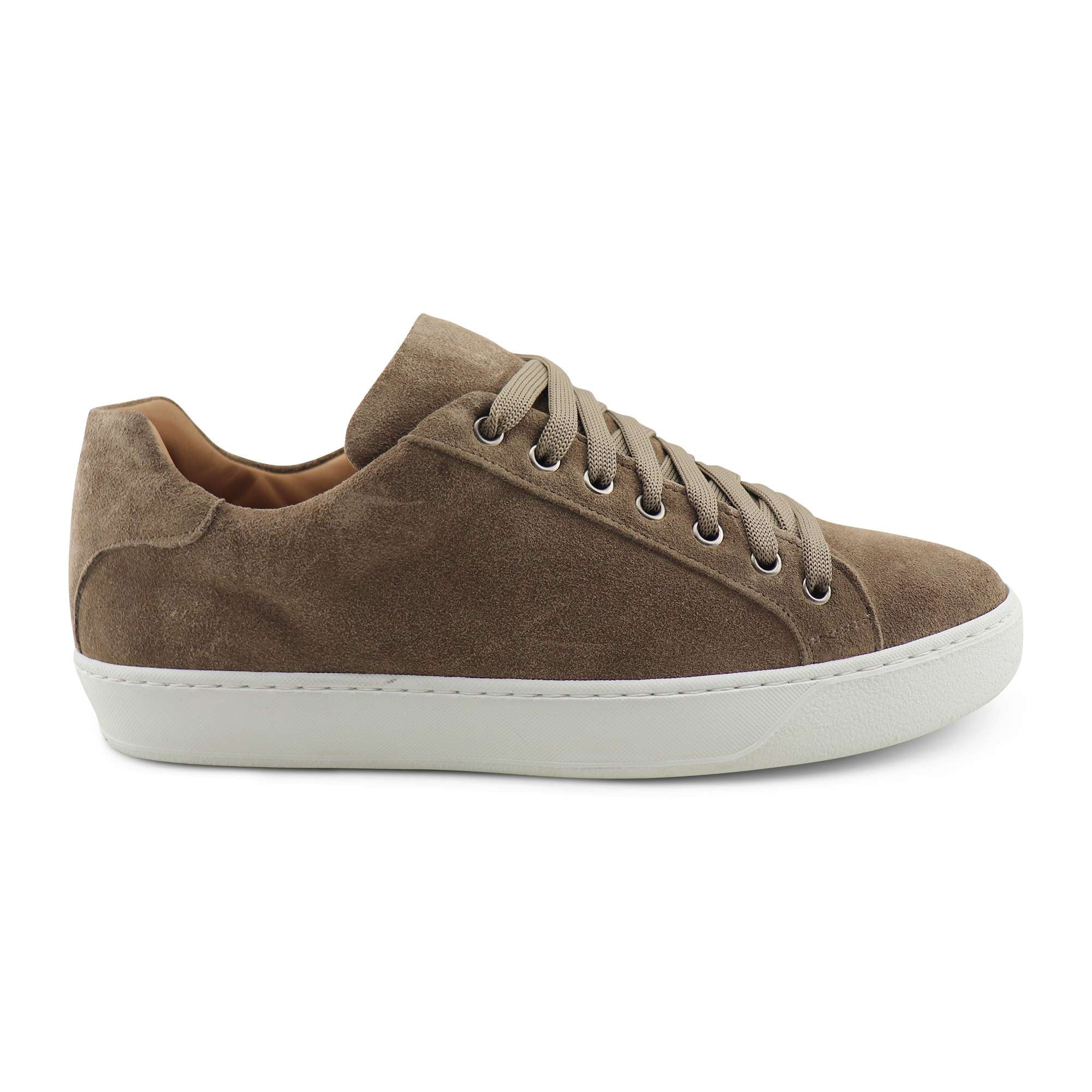 Sneakers beige in camoscio