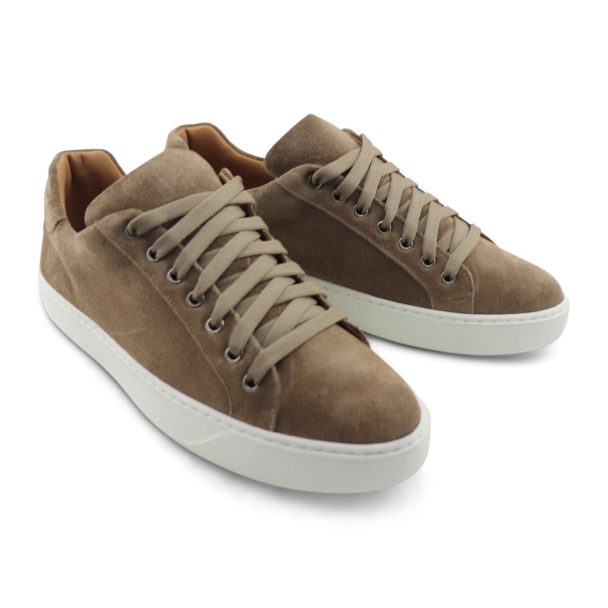 Sneakers beige in camoscio
