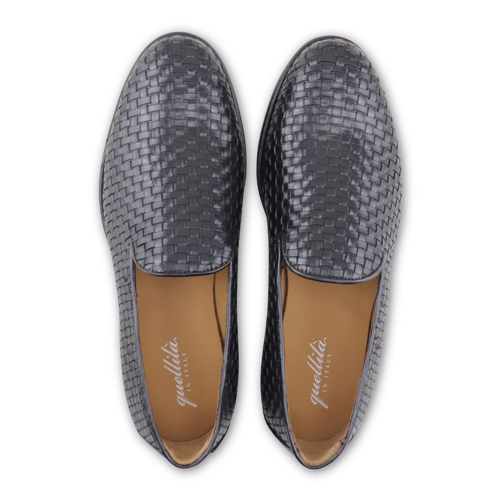 Mocassini pelle intrecciata nera