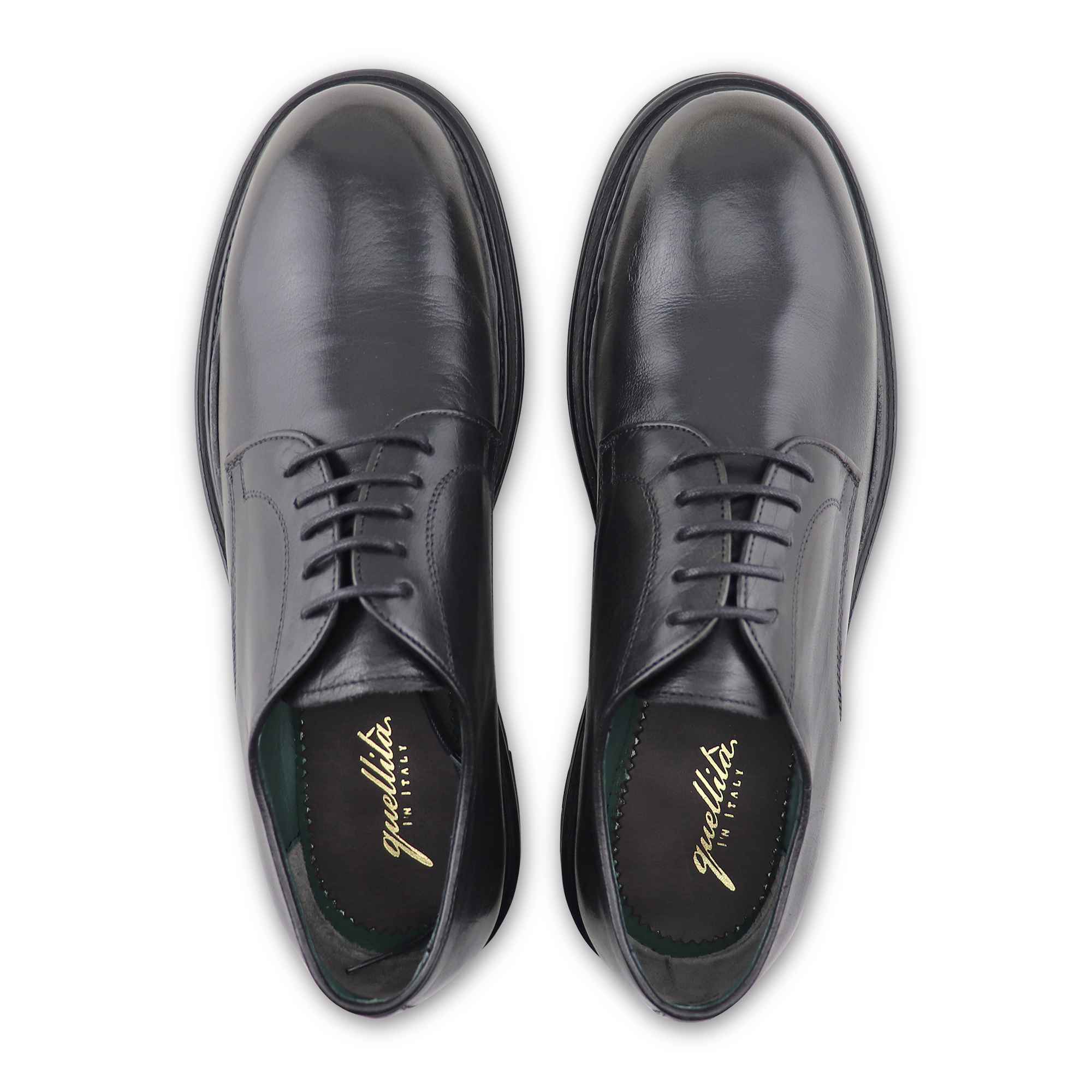 Black leather derby