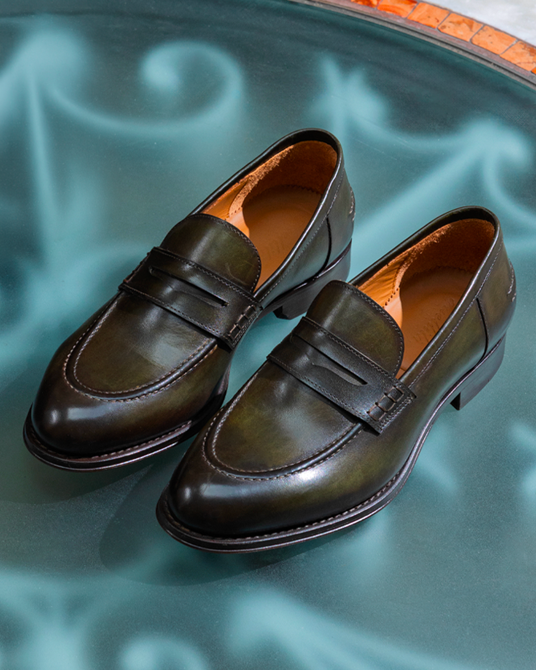 Mocassini loden in pelle