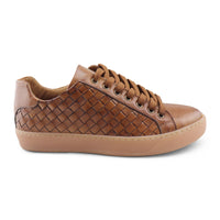 Sneakers in pelle intrecciata cuoio
