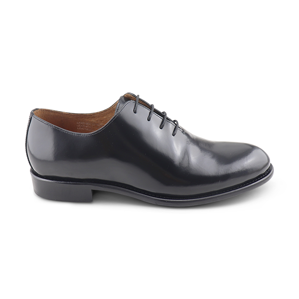 Black Oxfords in brushed leather