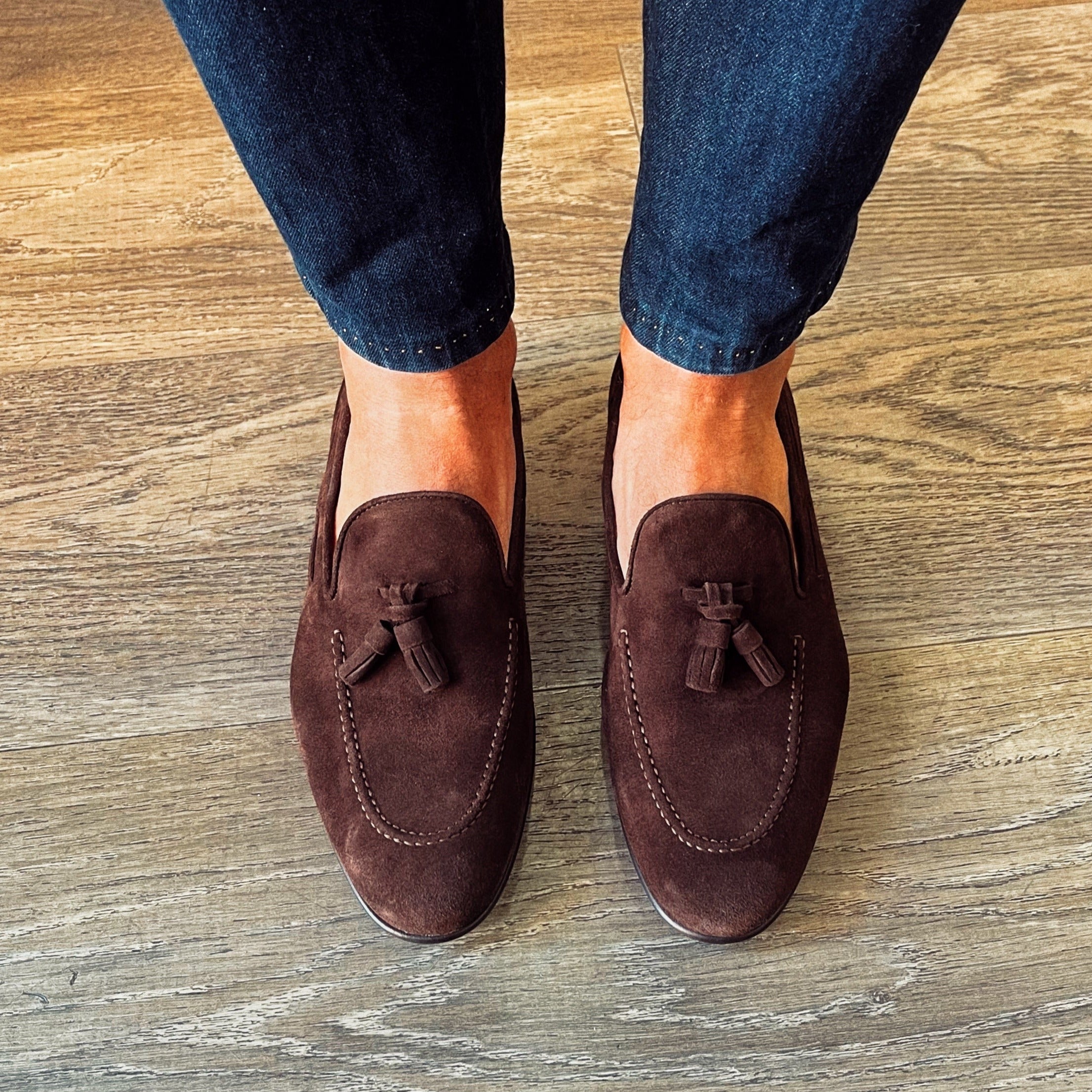 Dark brown suede slippers