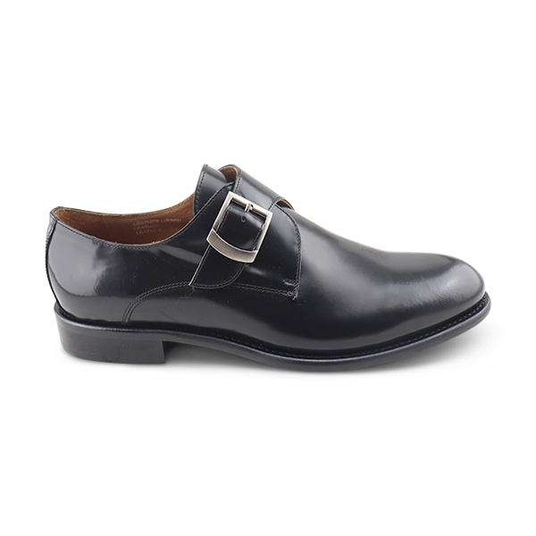 Black Brushed Leather Monk-Straps