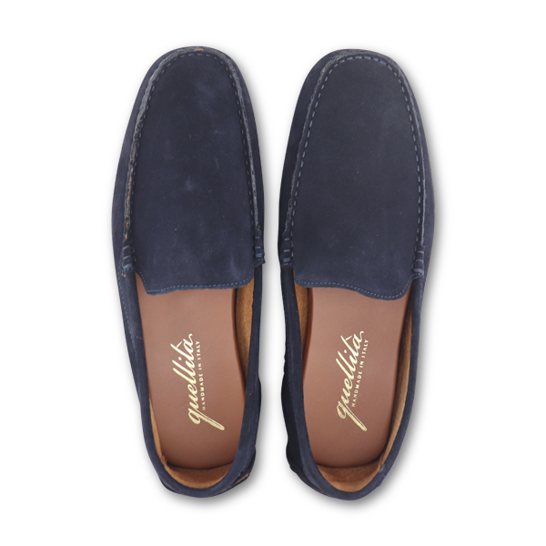 Vibram blue suede moccasins