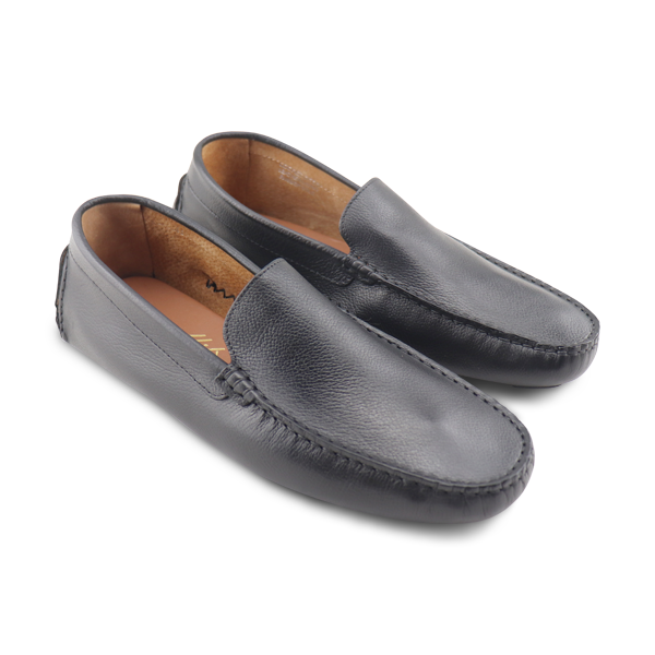 Vibram black leather moccasins