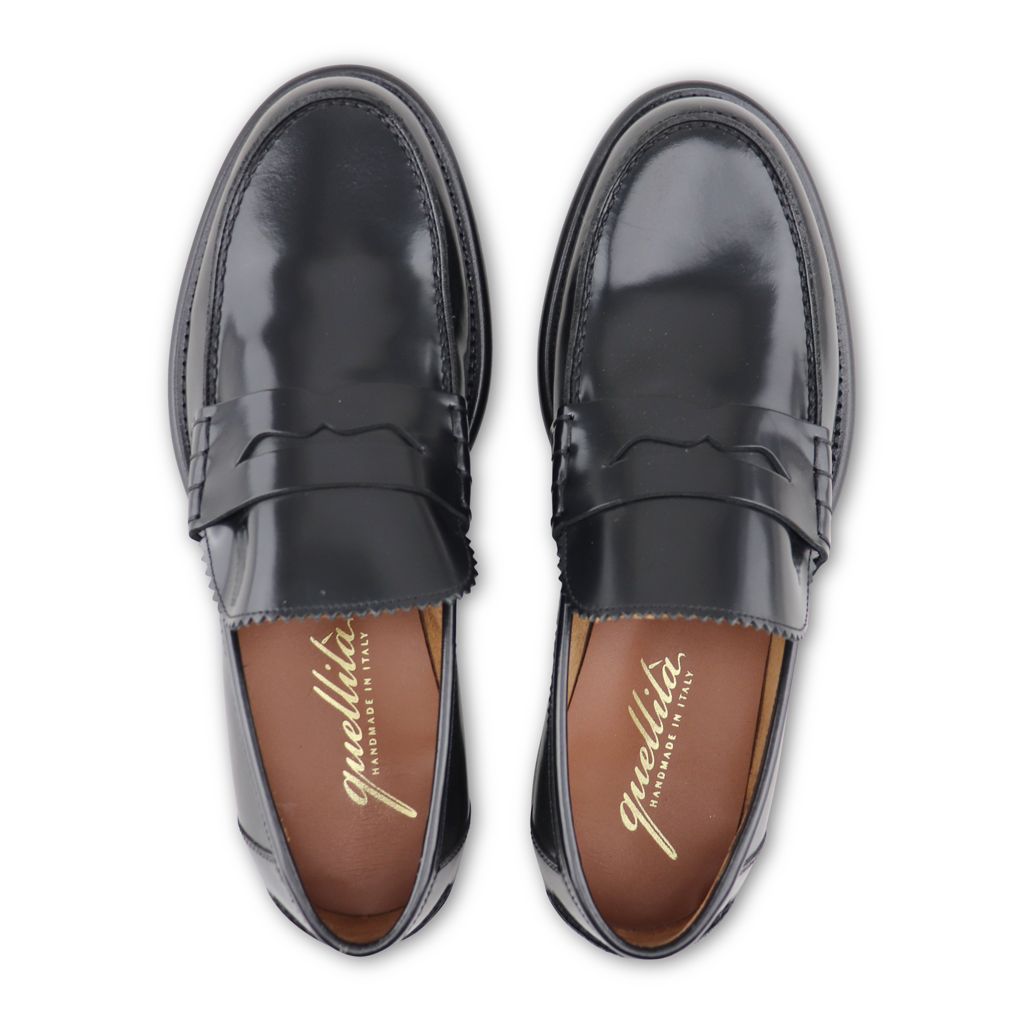 Black moccasins in abrasive leather