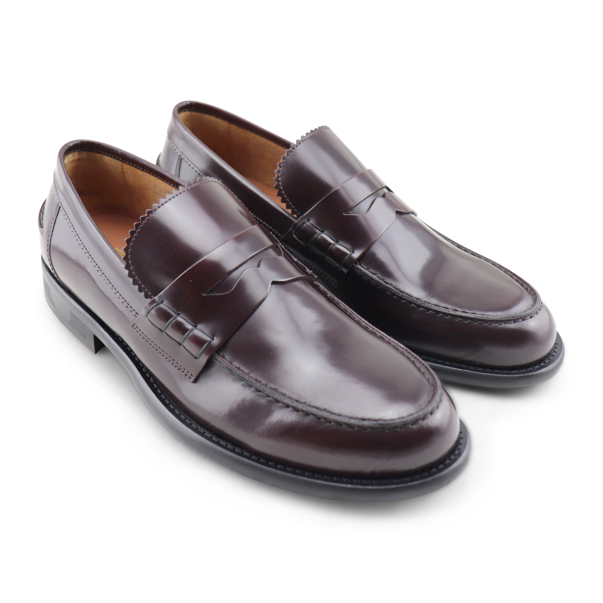 Burgundy moccasins in abrasive leather