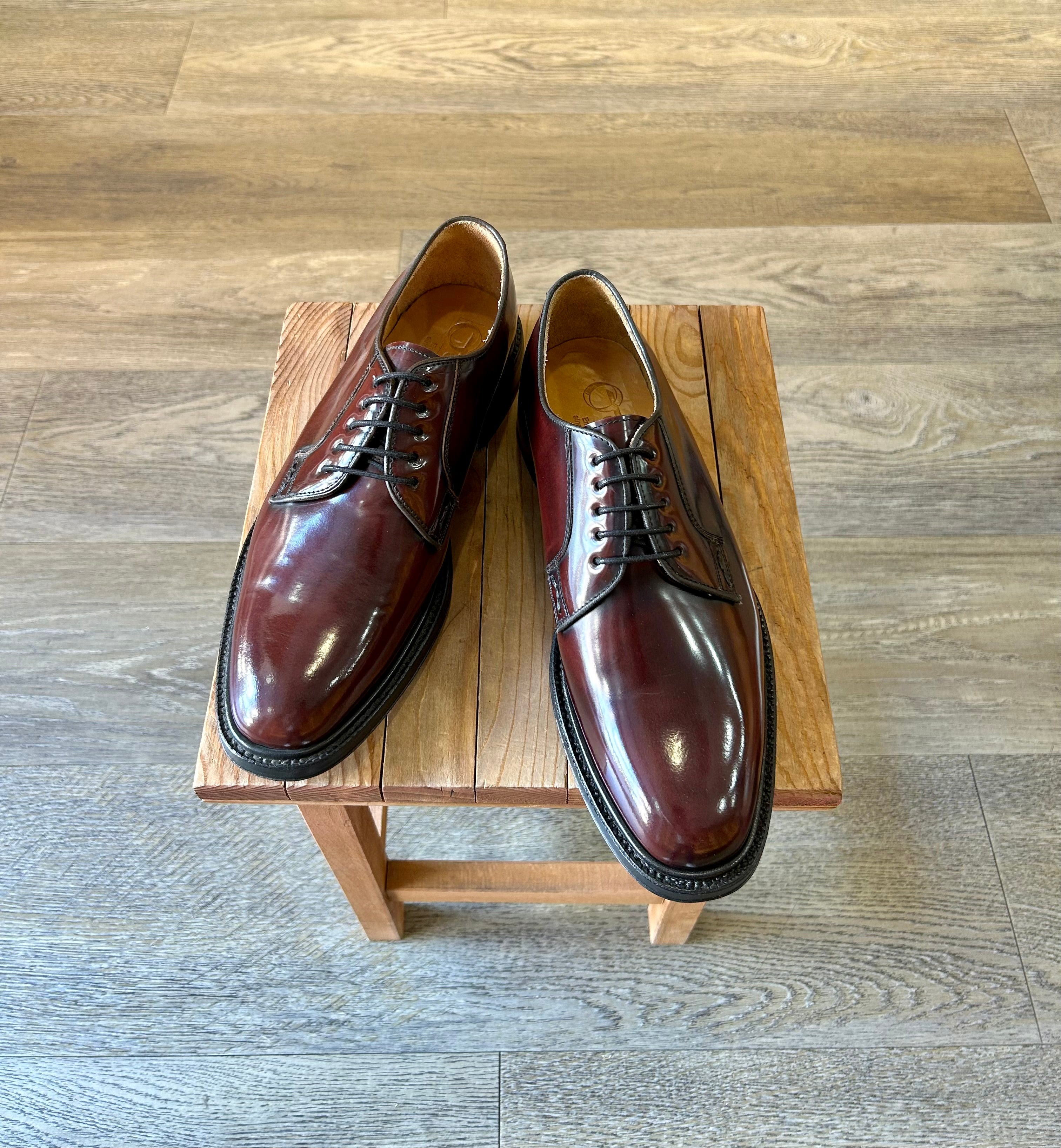 Burgundy abraded leather Goodyear derby