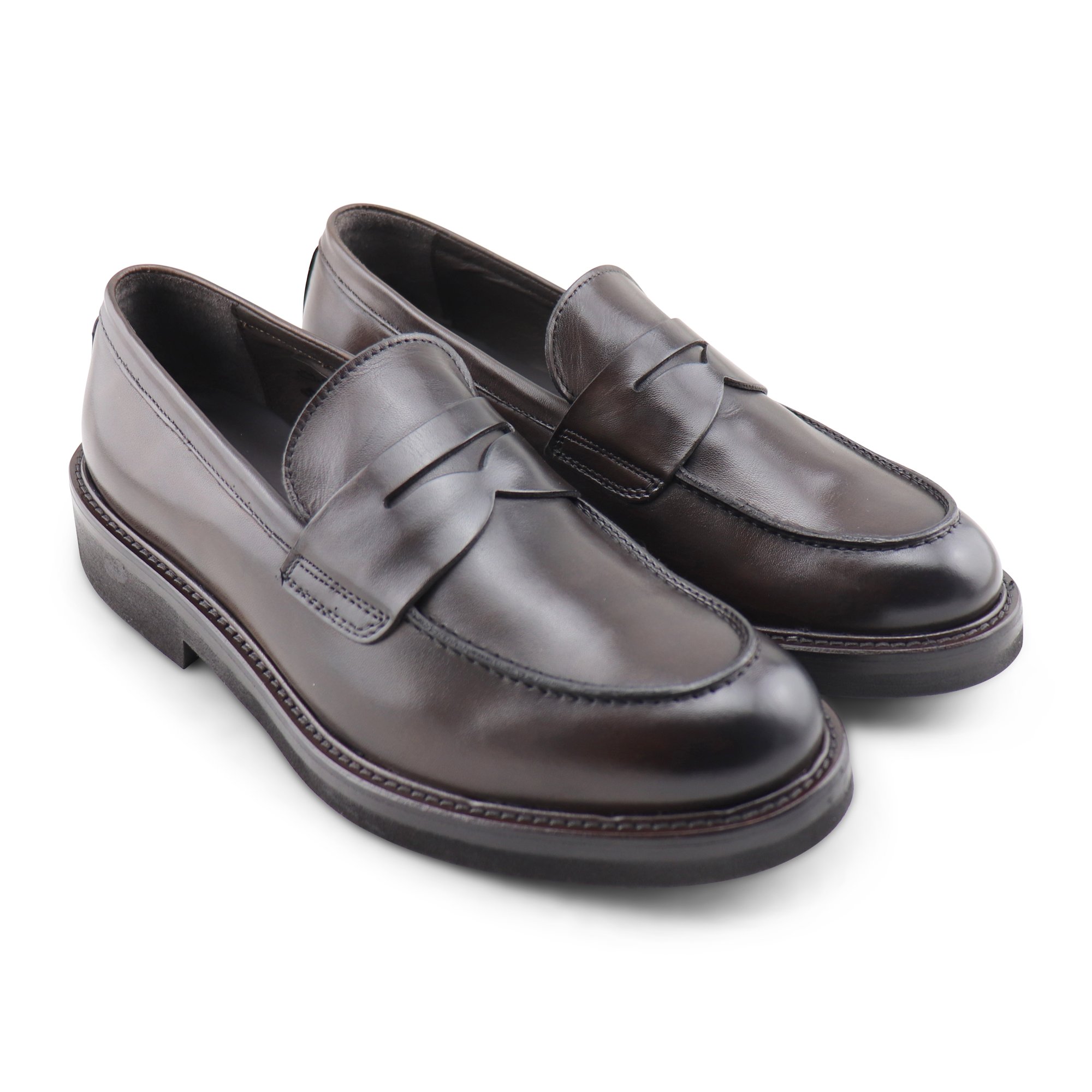 Mocassins en cuir marron foncé