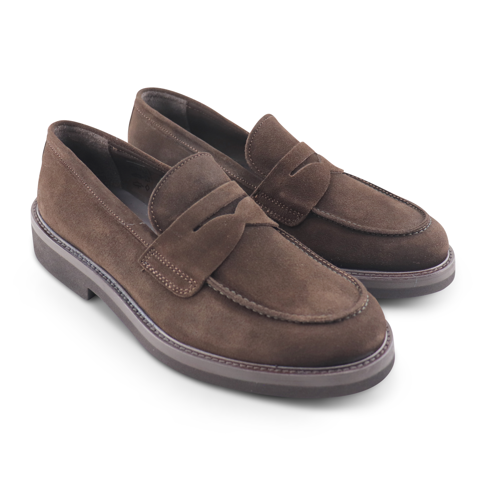 Dark brown suede moccasins