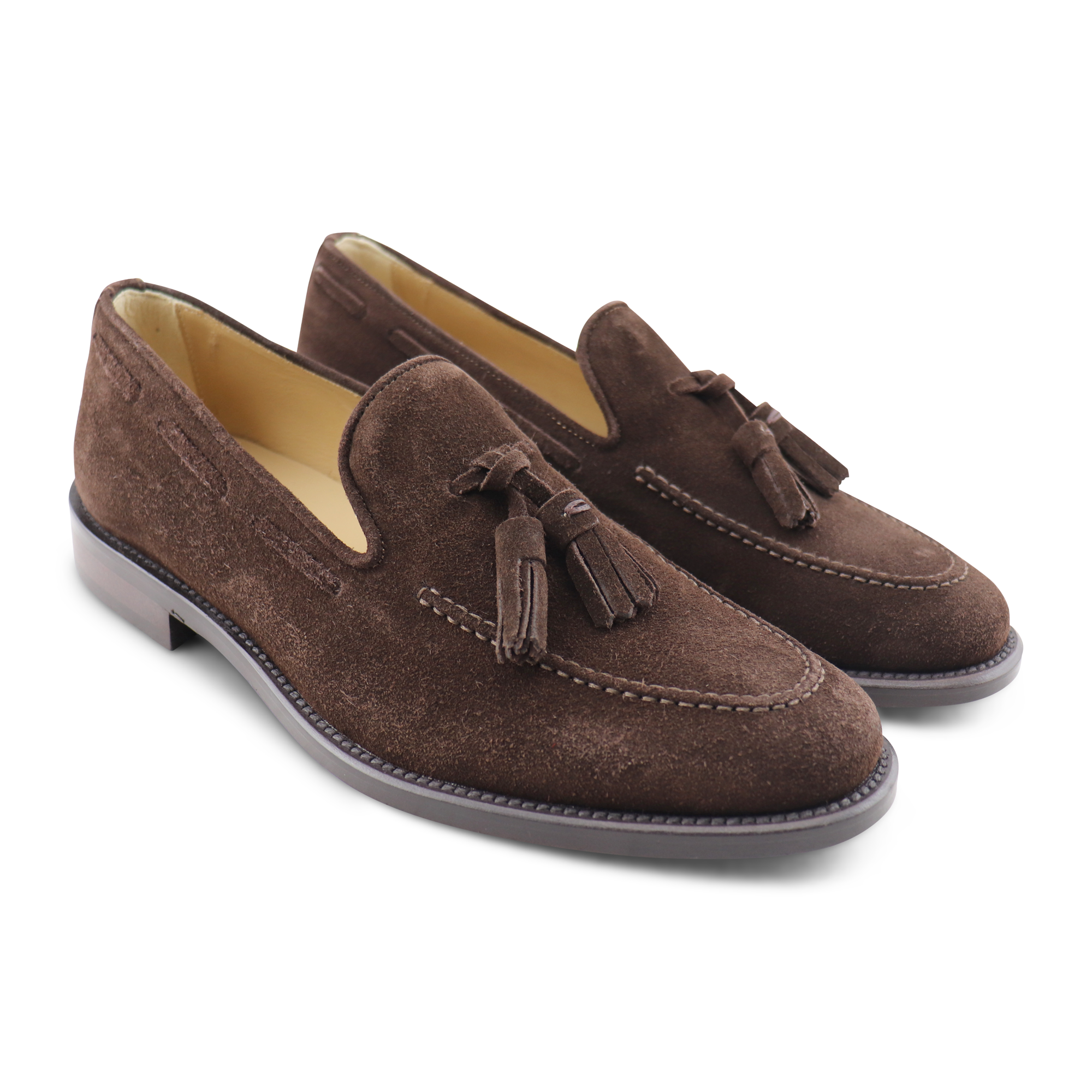 Tassel in dark brown suede