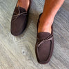 Dark brown suede driving shoes