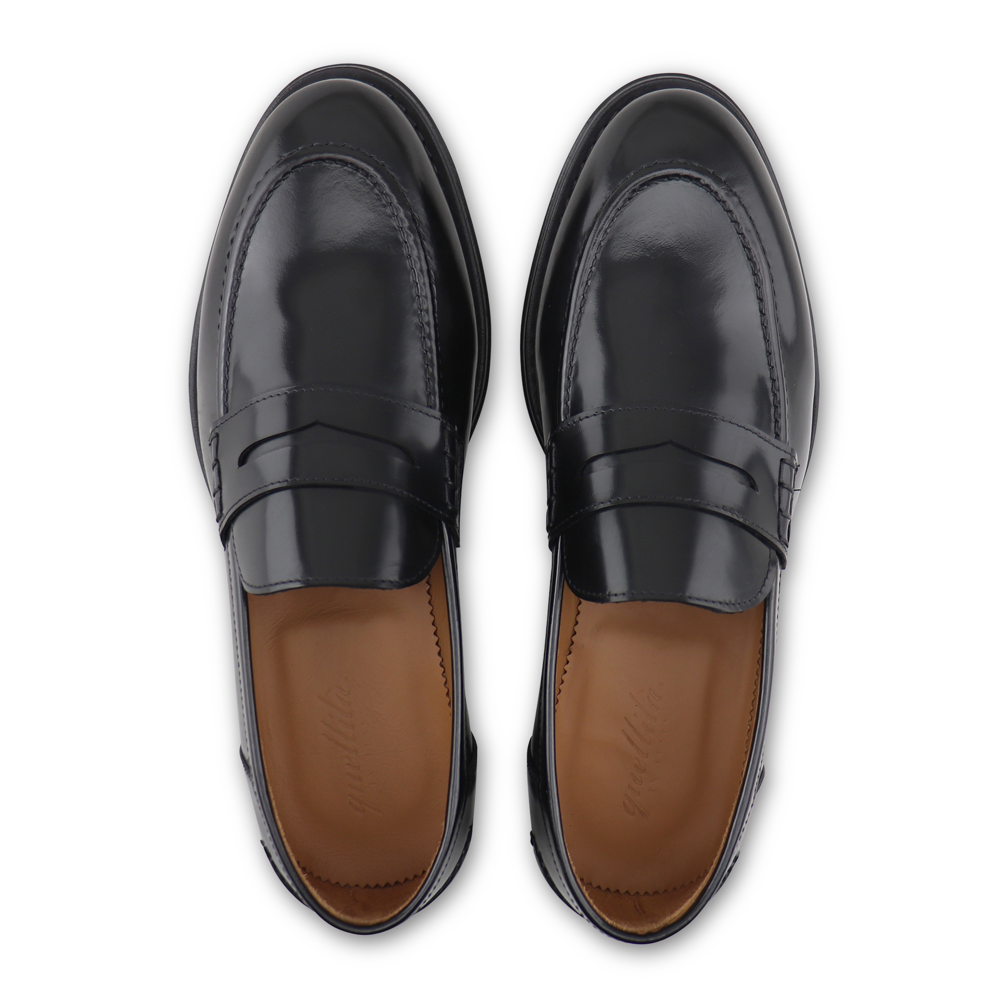 Black brushed leather loafers