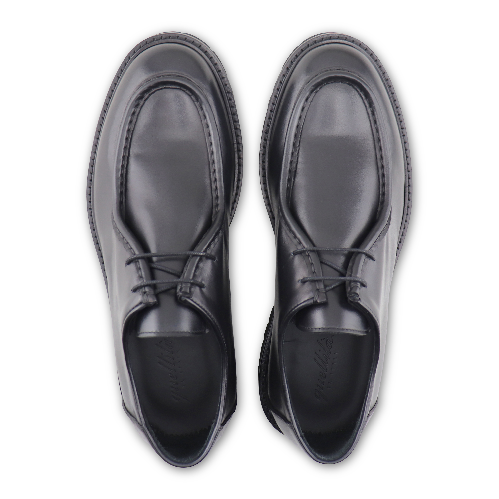 Black leather engineer derby