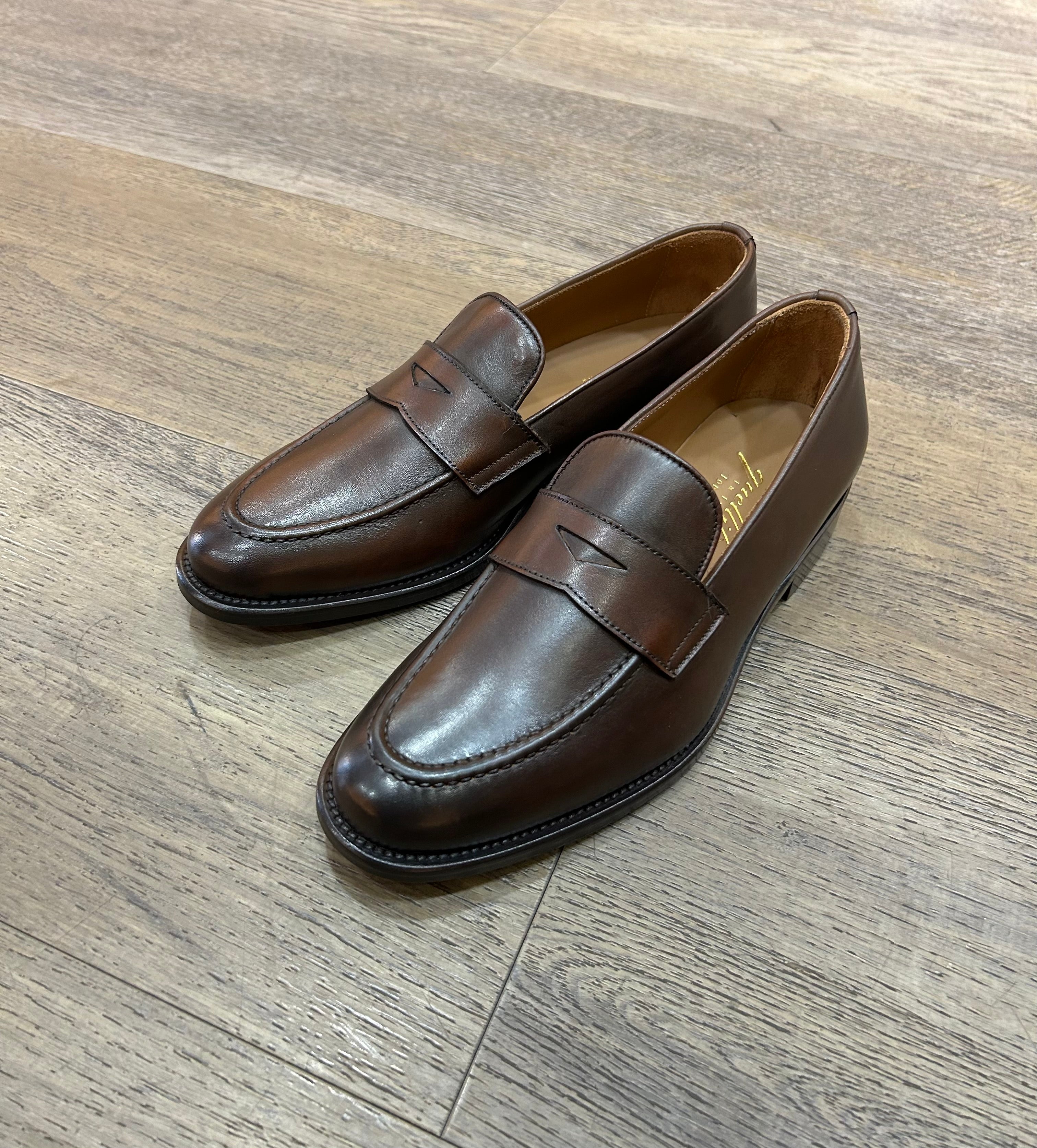 Dark brown leather moccasins