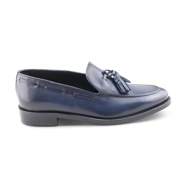 Slippers in pelle blu