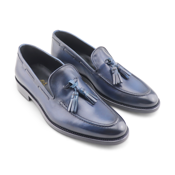 Slippers in pelle blu