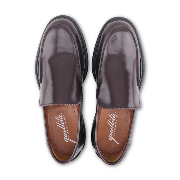 Mocassins bordeaux en cuir brossé