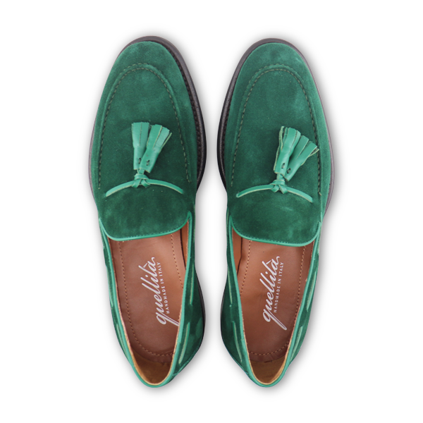Tassel verde in camoscio