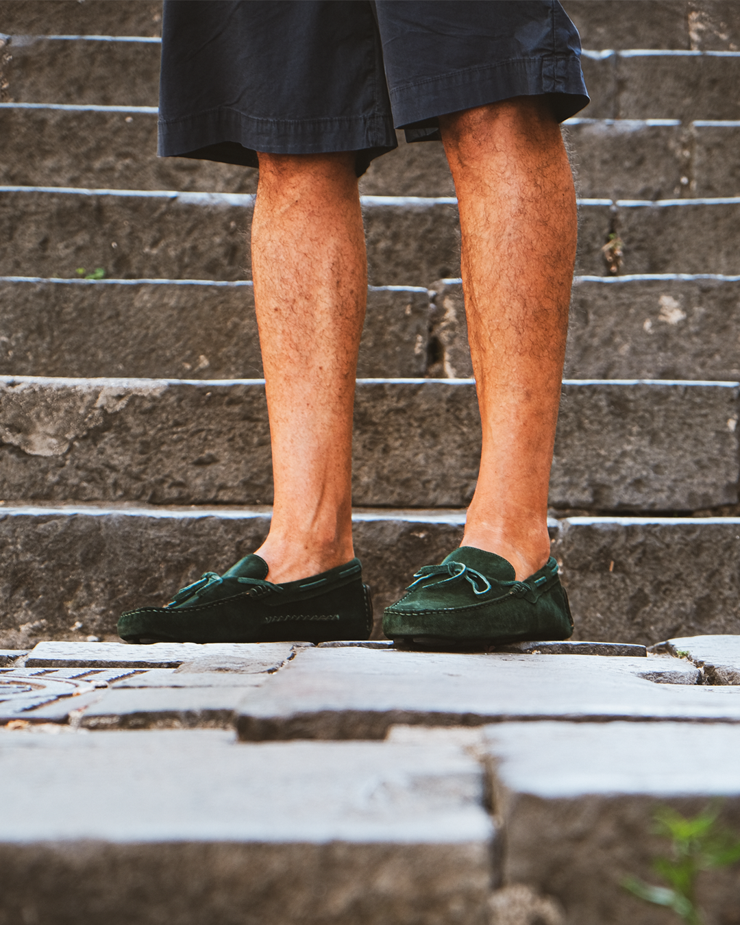 Mocassini Vibram camoscio verde