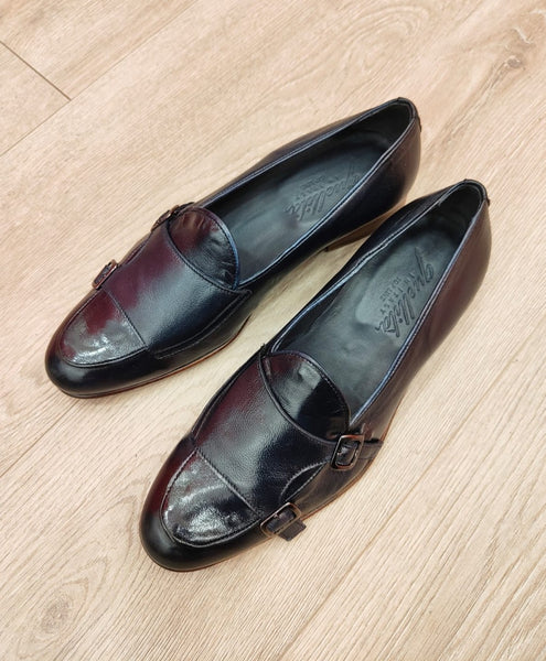 Slippers Fibbia blu in pelle