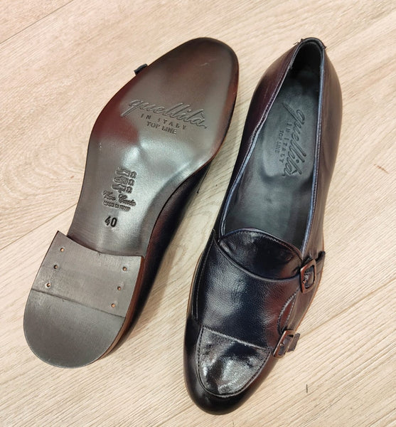 Slippers Fibbia blu in pelle