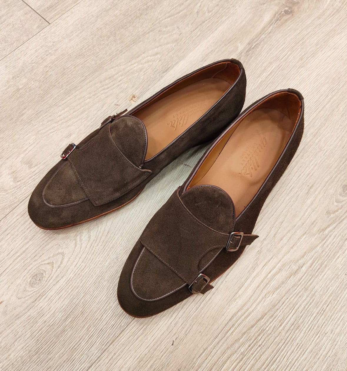 Slippers Buckle dark brown suede