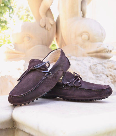 Dark brown suede driving shoes