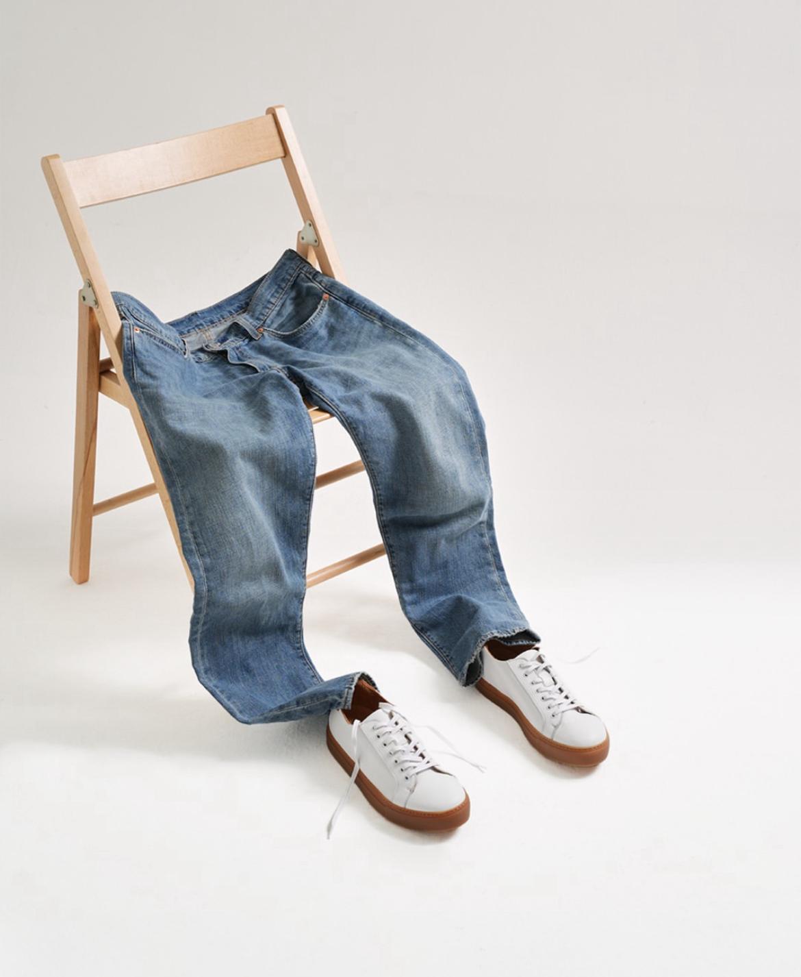 Vibram sneakers white leather with leather insert