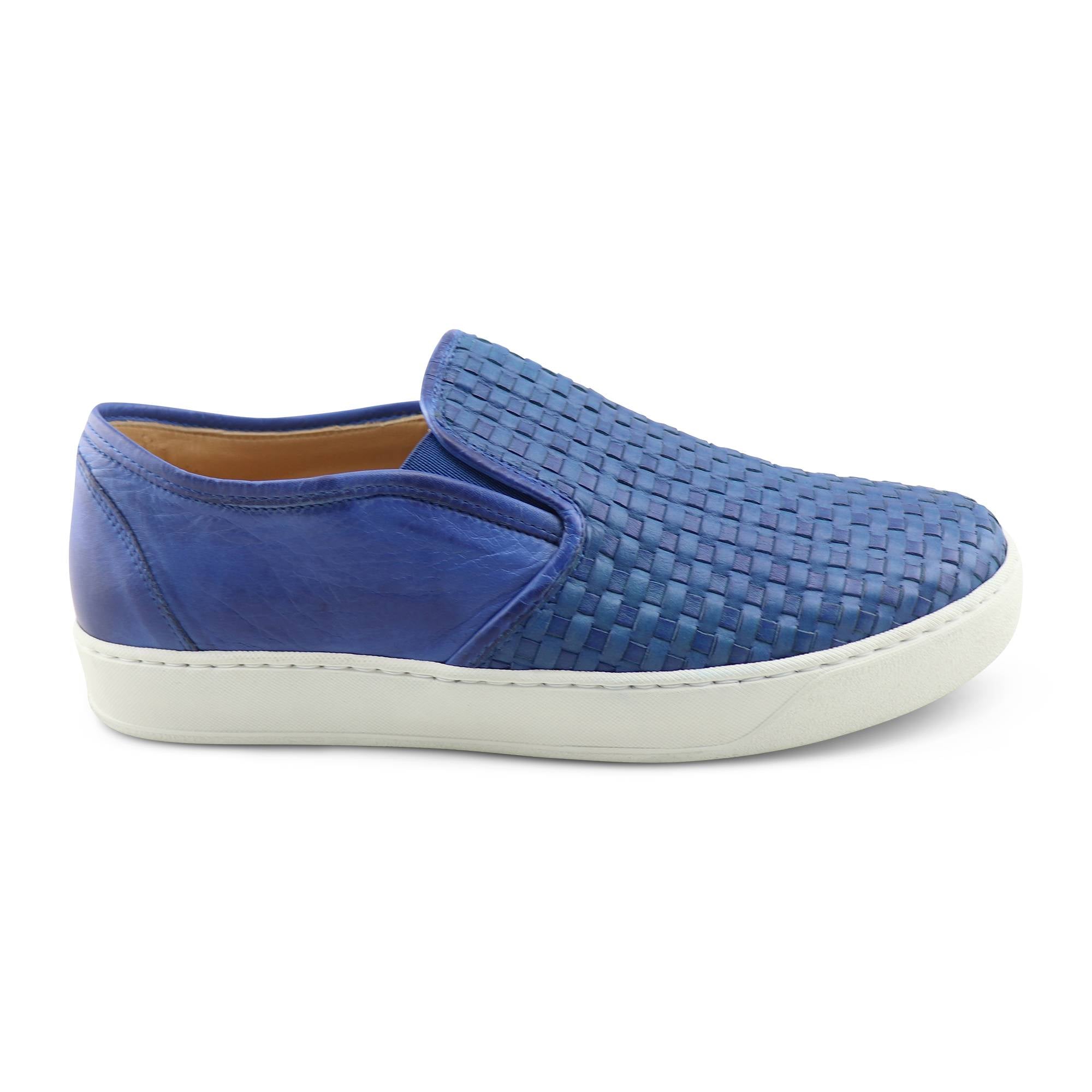 Sneakers in pelle intrecciata bluette