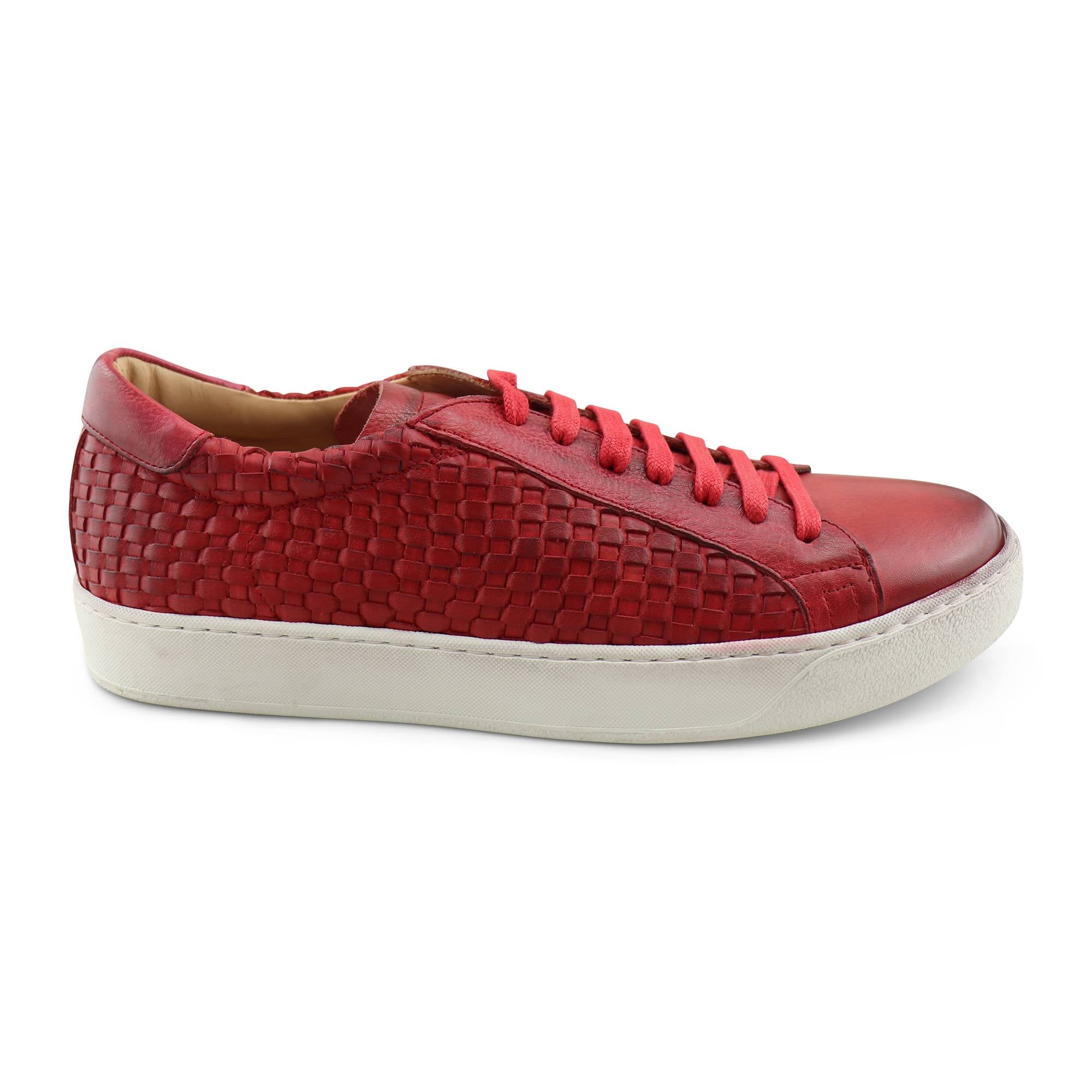 Sneakers in pelle intrecciata rossa