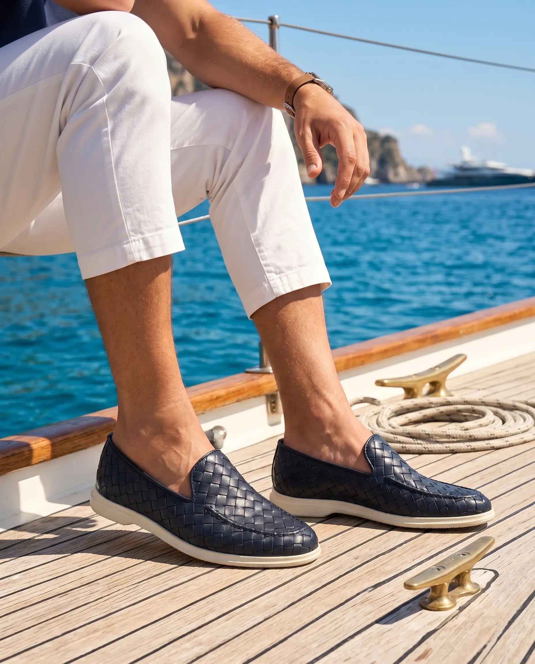 Mocassini vibram intreccio blu