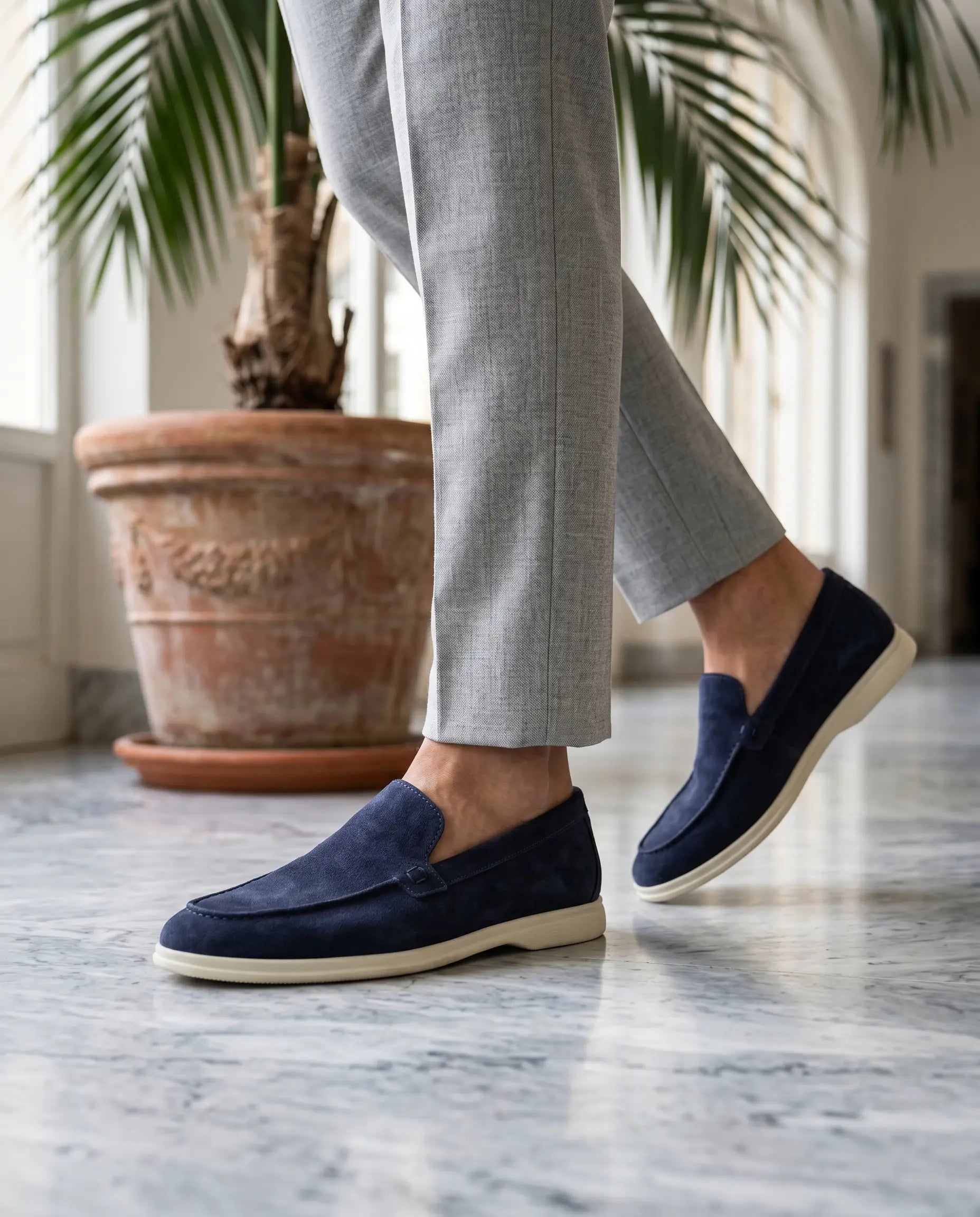 Mocassini vibram camoscio blu