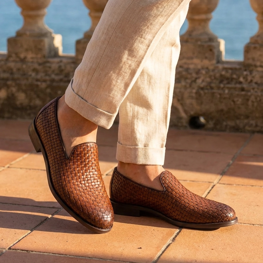 Braided leather loafers