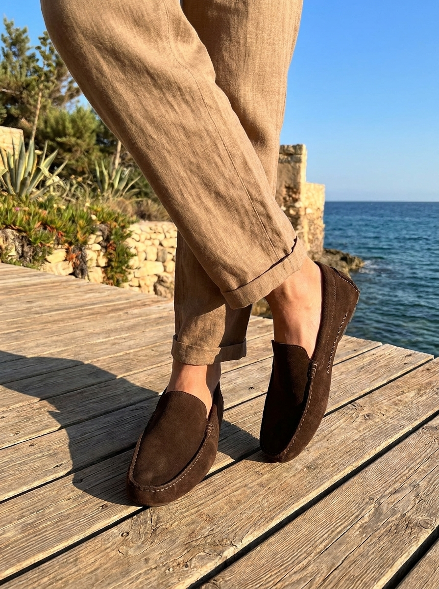 Vibram moccasins suede dark brown