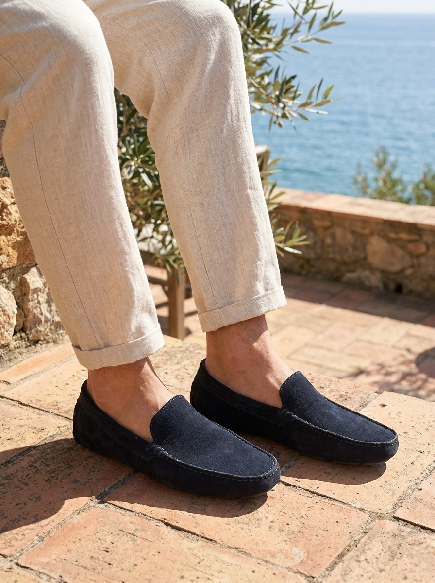 Vibram black suede moccasins