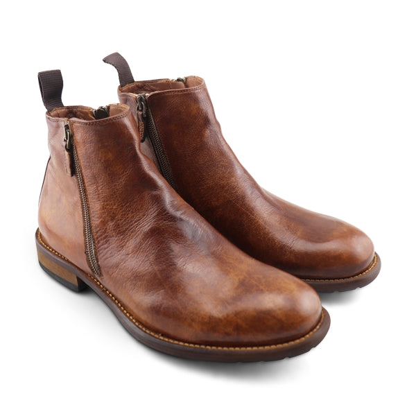 Buffalo leather zip ankle boot