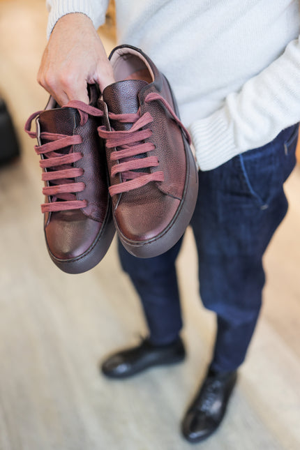 Burgundy leather sneakers