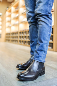 Dark brown leather ankle boots